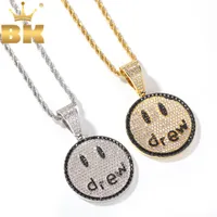 Chains BLING KING Smile Letter Pendant Necklaces Gold Silver Color Chain Stainless Steel For Men Fashion JewelryChains
