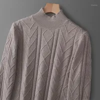 Suéteres para hombres 2022 AutumnWinter Pure Cashmere Suéter de punto Grueso Tamaño grande Suéter de alta gama 100% Lana Medio Alto Cuello Caliente Top