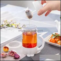 Tumblers Drinkware Kitchen Bar Home Garden Glass Cup Cup Cat Pattern Women and Men Filter Phumbly with Lid Handle Whi Whi