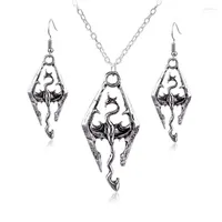 Earrings & Necklace Fashion Jewelry Set With EarringsThe Elder Scrolls V Skyrim Vintage Accessories Choker Pendants Dangle Half22
