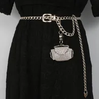 Belts Fashion Ladies Punk Dress Decorated Rhinestone Mini Pouch Pendant Waist Bag Chain For Women Luxury Designer Brand