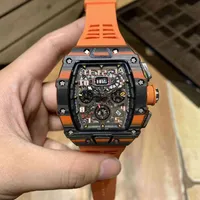 Luxury Mens Mechanics Regches Richa Mils Wristwatch Business Leisure RM11-03 Machine automatique multifonctionnelle Machine à fibre de carbone orange Watc