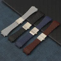 Bandas de reloj Cinturón de goma de silicona suave de la banda de vigilancia 24x33 mm para diseño de correa Black Black Brown Band 6620 Herramientas Swatch plegable Bucklewatch
