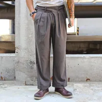 Erkek Suit Blazers Notzhan Suit Pantolon Elbise Erkekler Sonbahar Yünlü Bez Pantolon Gurkha Vintage Pantolon Menmenlerin Erkekler için
