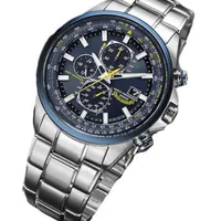 남자 시계 사업 쿼츠 시계 럭셔리 방수 블루 천사 세계 크로노 그래프 캐주얼 스틸 밴드 시계 남성 220407