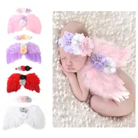 Ny spädbarn nyfödda cosplay baby barn ängel featy fjäder vingdräkter foto prop för barns dag gåva nuvarande festtillbehör