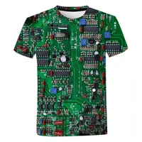 Herr t-shirts herr t-shirt casual kretskort elektroniskt chip korta ärmgata mode klädkläder överdimensionerade toppmens