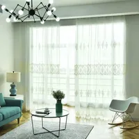 커튼 커튼 유럽 스타일 메쉬 바닥 자수 창 스크린 맞춤형 거실 침실 반투명 (음영 속도 1%-40%)