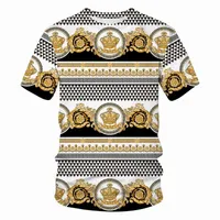 Camisetas para hombres Summer Summer 3d Gold Flower Crown Hip Hip Camiseta de Hip Hop para hombres/mujeres 2022 Manga corta Barroque Barroque Marca Unisex Clothing