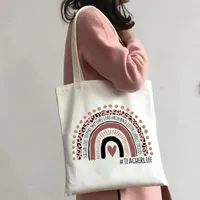 Shopping Bags Teacher Supplies Rainbow Life Women Bag Tote Funny Handbag Shoulder Gift Lady Canvas