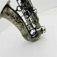 High Quality SX90R Alto Saxophone Eb Tune Black Nickel-Plated Engraved Professional Sax With Case Accessories
