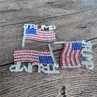American Flag Trump Brooch Creative Diamond Pin Crystal Badge Crafts Rhinestone sxm28