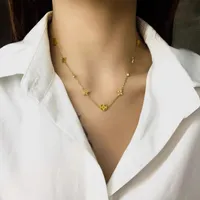 Colar de trevo de moda de novo colar de pingente 18k colares de aço inoxidável de ouro para mulheres presentes