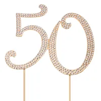 Andra festliga festförsörjningar Stobok 50 Cake Topper Bling Rhinestone 50th Birthday Decoration för årsdag