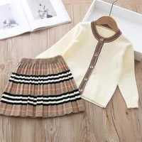 Arrival Girls Fashion Knitted 2 Pieces Sets Sweater Coat skirt child Girls Boutique Outfits Baby Girl Winter Clothes 493 Y22898