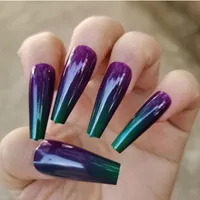 Nail Art Decorations 20Pcs Chameleon Fake Long Coffin Tips Artificial Nails Jelly Sticker Magazine Freestyle Press-On False NailsNail