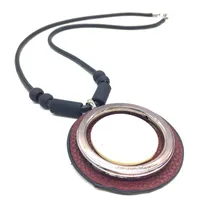 Pendant Necklaces Round Stone Fashion Vintage Soft Leather Pendants Necklace Women Jewelry Sweater Chain JewelryPendant