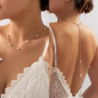 Chaines élégantes imiter la chaîne de carrosserie perle collier de dos de mariage accessoires de plage d'été