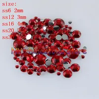 1000-10000pcs bag 2-6mm Crystal Red Resin Crystal Rhinestones FlatBack Super Glitter Nail Art Wedding Decoration Applique Non F251x