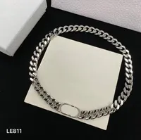 Men Women 925 Sterling Silver Choker Necklace Designer Stainless Steel Jewelry Cuban Chain Brand Letter Pendants for Unisex Hip hop Chain Pendant