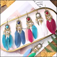 Dangle Chandelier Earrings Jewelry Ethnic Tassel Long Feather Earring Bohemian Summer Beads Wedding For Women Drop Delivery 2021 Rn5Tb