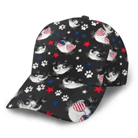 قبعات الكرة Cinsd Hipster Cat على النظارات الشمسية مع العلم الأمريكي للبيسبول Cap Fashion Men Hat Summer Dad Male Sports