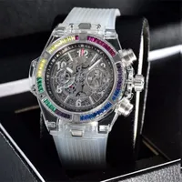 Üst AAA Lüks erkek ve kadın açık spor saati, dalış otomatik su klasik özel şeffaf yüzey renkli watchband