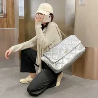 Happy_Buy_Bag 2022 Feng Lingge Zincir Çanta Büyük Kapasiteli Taşınabilir Tek Omuz Kadın Uzay Çantası Pamuk Takım Elbise Çanta Messenger Aşağı