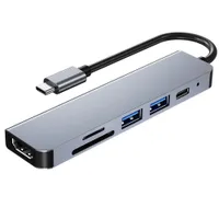 6 في 1 USB Hub C Hub USB C Type-C إلى USB 3.0 Dock متوافق مع HDMI لـ MacBook Pro لـ Nintendo Switch USB-C Type C 3.0 Flight
