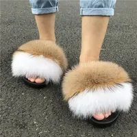 Factory Good Handmade Women Fox Real Fur Slides Slippers With Cheap 239x