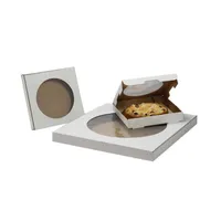 Plain Corrugated Pizza Boxes With Window Anpassa Take Out Pizza Box Flip Food Dough Burger Snack Packaging Logo Tryckt Pizzeria Containers Kraft Paper