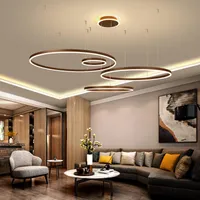 Pendellampor kreativa diy ringar moderna LED -lampor för mats vardagsrum brun lampa lamparas de techo colgante modernpendant