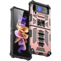 Armor Phone Cases PC TPU Metal Kickstand Car Mount 2-in-1 Phones Case for Galaxy Z Flip 4 Iphone 13 12 11 XS XR MAX Samsung Galaxy Plus S22 S21 Ultra Rose Gold Magnetic Cover