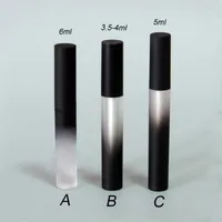 Großhandel - 50pcs / lot Runde leere Lippenglanzrohr, Gradient schwarzer Kunststoff Eleganter flüssiger Kosmetikbehälter, Lipgloss-Fläschchen
