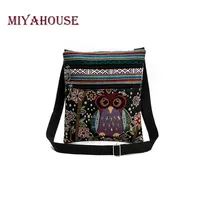 Miyahouse casual pequeno zíper duplo bolsa mensageiro feminino coruja de desenho animado saco de ombro de flap saco de ombro 220812