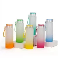 17oz Sublimation Glass Water Bottle 500ML gradient colors Frosted Glasses Water Bottles outdoor sports carrying drinking Tumbler F0810