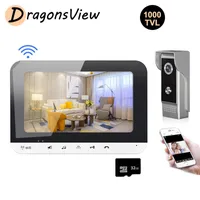 Video Door Phones DragonsView Wifi Intercom Phone Wireless 7 Inch Monitor 1000TVL Doorbell Camera With Motion Detection Remote Unlock
