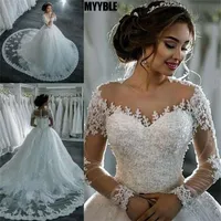 Andra bröllopsklänningar vestidos de noiva 2022 elegant a-line suknia slubna klänning tyll applikationer pärlstav prinsessan spetsklänningar truwjuralother