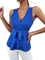 solid Tie Front Tank Top 35pW#