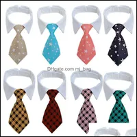 Dog Apparel Supplies Pet Home Garden Cat Necktie Adjustable Striped Puppy Tie Accessories For Small Dogs Wedding Holiday Party Gift Drop D