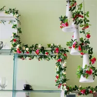 Decorative Flowers & Wreaths 2 Packs Of Artificial Flower Wreath 230 Cm Silk Climbing Rose Wedding Home Decoration Simulation Ivy Vine