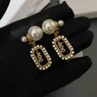 Designer Earrings Ear Stud Designers Brand 18K Gold Plated Geometry Letters Fashion Women Crystal Rhinestone Pearl Earring Wedding231z