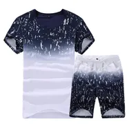 여름 남자 세트 캐주얼 짧은 슬리브 트랙 슈트 남자 인쇄 티셔츠 반바지 의상 2022 패션 2 조각 세트 남성 의류