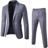 2PCS Solid Kolor garnitury Mężczyzn Long Rleeve Lapel Flar Jatterpants Suit for Men Wedding Busniess Zestaw kostiumów Homme 220527