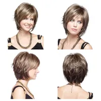 Wig Factory Outlet No Cover New Fashion Short Straight Mixed Color Hair Synthetic Party Wigs for Women