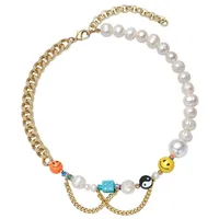 fashion necklace product happy go lucky smiling face chooker Y2K Yin Yang rainbow creative Cuba2757