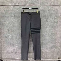 TB THOM 2022 Fashion Pants Men Casual Suit Pants Gray Business Striped Spring And Autumn Formal Wool Trousers ins