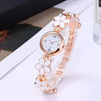 Wristwatches 1 PC Bransoletka Zegarek Kwiat Pasek Zegarek Dress Elegance Quartz Dla Kobiet Prezent Luksusowy Casual Fashion