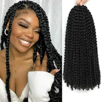 Passion Twist Hair 18 Inch - Natural Black Water Wave Crochet Braids for Butterfly Locs or Bohemian Twists hair Synthetic Braiding Hair Extensions LS06