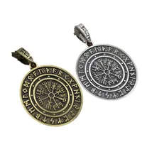 10pcs Retro Viking Pirate Odin Rune Compass Charms قلادة المجوهرات DIY للقلادة الفضية القديمة والبرونزية 1371 D3